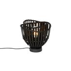 Oosterse tafellamp zwart bamboe 25cm - Pua, Huis en Inrichting, Lampen | Tafellampen, Nieuw, Oosters, Minder dan 50 cm