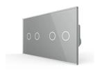 Livolo Touch Schakelaar 2+2 | Grijs | Puls | Modern |, Ophalen of Verzenden, Nieuw, Schakelaar