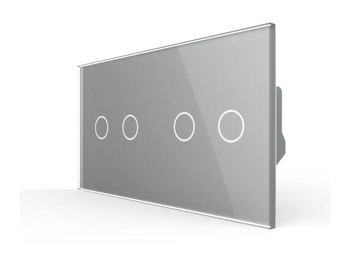 Livolo Touch Schakelaar 2+2 | Grijs | Puls | Modern |, Doe-het-zelf en Verbouw, Elektra en Kabels, Schakelaar, Nieuw, Ophalen of Verzenden
