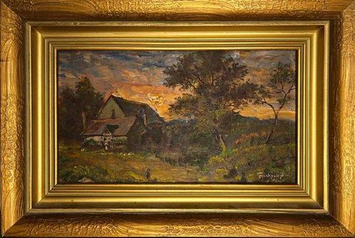 František Gyurkovits (XXI) - Sunset Landscape with Two, Antiek en Kunst, Kunst | Schilderijen | Klassiek