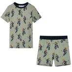 vidaXL Kinderpyjama met korte mouwen 128 lichtkaki, Verzenden, Nieuw