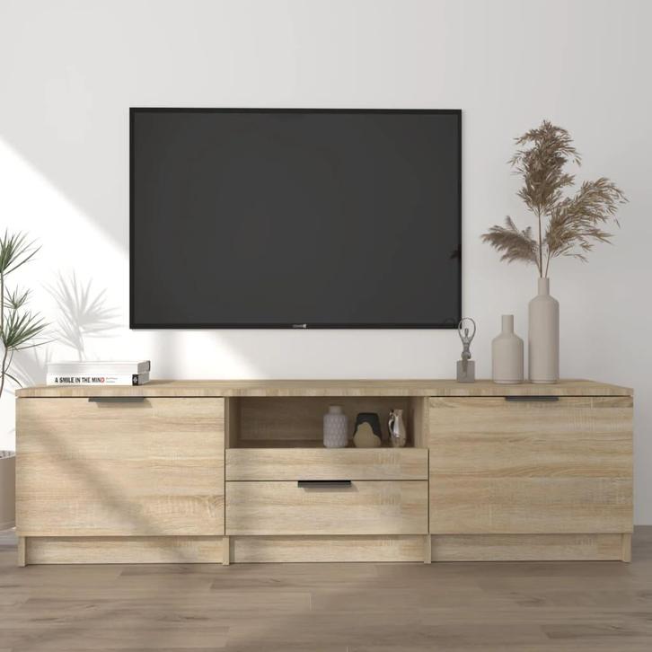 vidaXL Tv-meubel Sonoma eiken 140x35x40 cm bewerkt hout, Huis en Inrichting, Kasten | Televisiemeubels, 25 tot 50 cm, Nieuw, Overige houtsoorten