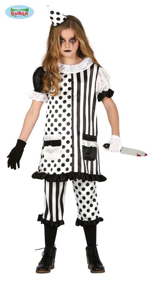 Horror Clown Kostuum Meisje Zwart/Wit, Kleding | Dames, Carnavalskleding en Feestkleding, Nieuw, Ophalen of Verzenden