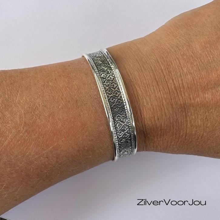 925 zilveren designer bloem armband 14 mm, Sieraden, Tassen en Uiterlijk, Armbanden, Nieuw, Verzenden