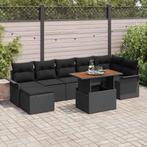 vidaXL Tuin Sofa Set met opslag 8 pcs Zwart Poly riet, Tuin en Terras, Verzenden, Nieuw, Rotan