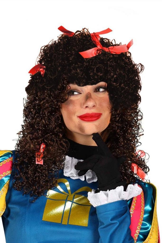 Pietenpruik Bruin Luxe met Rode Strikjes, Diversen, Sinterklaas, Verzenden