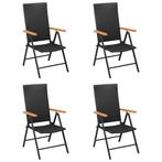 Tuinstoelen Zwart 4 st | Retourdeal | 40% Korting, Tuin en Terras, Tuinstoelen, Ophalen of Verzenden, Nieuw, Rotan