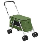 vidaXL Hondenwagen inklapbaar 100x49x96 cm linnenstof groen, Dieren en Toebehoren, Verzenden, Nieuw