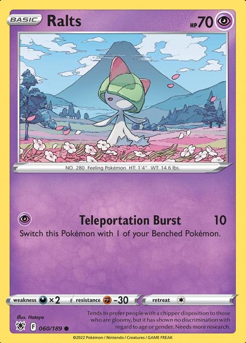 Ralts 060/189 Astral Radiance, Hobby en Vrije tijd, Verzamelkaartspellen | Pokémon, Losse kaart, Nieuw, Foil, Ophalen of Verzenden