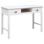 vidaXL Bureau 108x45x76 cm massief paulowniahout wit, Verzenden, Nieuw