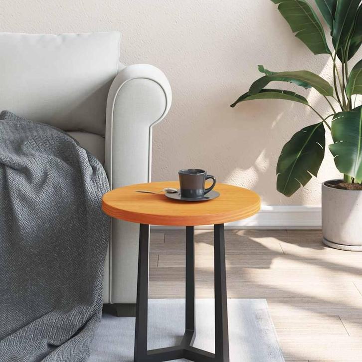vidaXL Tafelblad rond Ø40x2,5 cm massief grenenhout wasbruin, Huis en Inrichting, Tafels | Eettafels, Nieuw, Verzenden