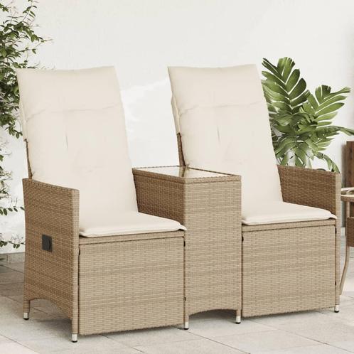 vidaXL Tuinbank 2-zits verstelbaar met tafel poly rattan, Tuin en Terras, Tuinsets en Loungesets, Nieuw, Rotan, Verzenden