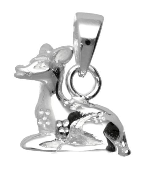 Zilveren Hert Ree Bambi liggend kettinghanger, Sieraden, Tassen en Uiterlijk, Kettinghangers, Verzenden