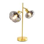 Design tafellamp Skip, goud met rookglas, Rond, 3L, Huis en Inrichting, Lampen | Tafellampen, Minder dan 50 cm, Nieuw, Glas, Design