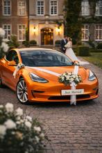 Tesla Trouwauto in Satin Orange | Enige in NL, Met chauffeur, Trouwauto