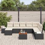 vidaXL Tuin Sofa Set 9 pcs Zwart en wit, Tuin en Terras, Verzenden, Nieuw, Rotan