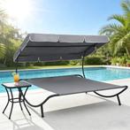 vidaXL Loungebed met luifel grijs, Verzenden, Nieuw