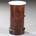 Cilindrisch nachtkastje ca1850 mahonie met marmer No841220, Antiek en Kunst, Ophalen of Verzenden