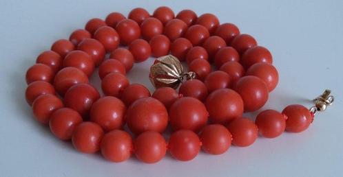 Ketting - 14 karaat Geel goud Koraal, Sieraden, Tassen en Uiterlijk, Antieke sieraden