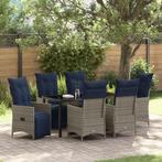 vidaXL 7-delige tuinset met kussens grijs poly riet, Verzenden, Nieuw, Metaal