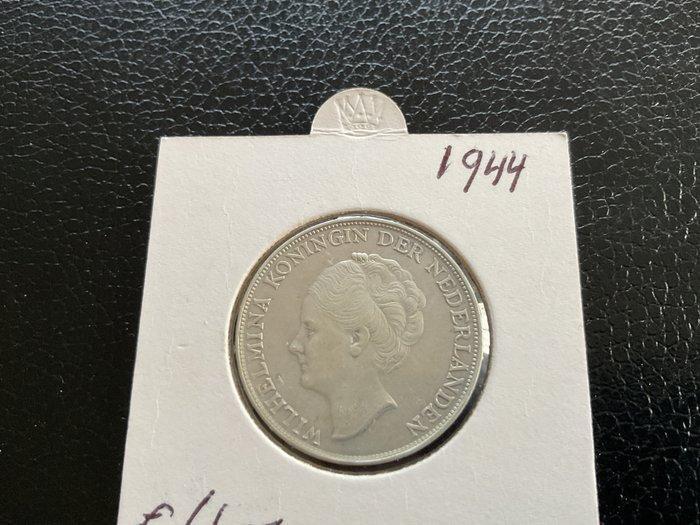Nederland. Wilhelmina. 1 Gulden 1944 P (zeldzaam) (Zonder, Postzegels en Munten, Munten | Nederland
