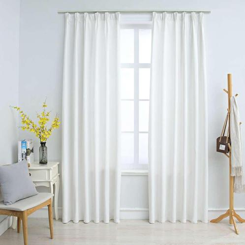vidaXL Gordijnen verduisterend met haken 2 st 140x175 cm, Huis en Inrichting, Stoffering | Gordijnen en Lamellen, Wit, Nieuw, Verzenden