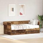 vidaXL Dagbedframe met lades Oud hout 100 x 200 cm Bewerkt, Verzenden, Nieuw, Bruin, Hout