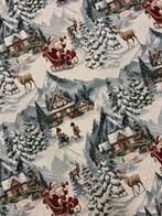 Kerstdorp op jacquard lurex stof. - Textiel - 300 cm - 140, Diversen, Kerst, Nieuw
