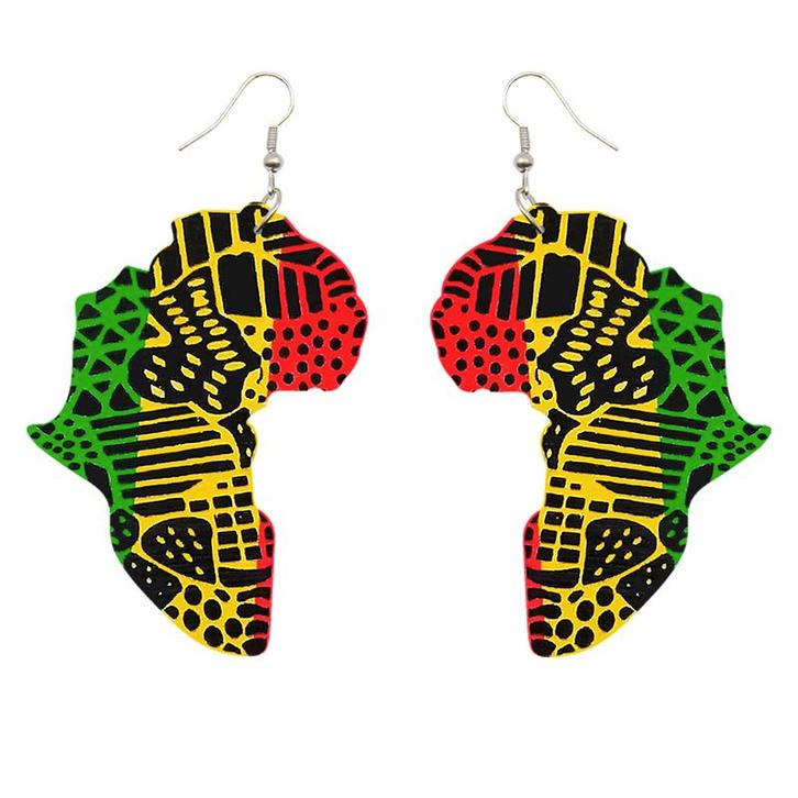Wooden earrings | African continent in the Pan-African color, Sieraden, Tassen en Uiterlijk, Oorbellen, Nieuw, Ophalen of Verzenden