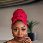 Donkerrood hoofddoek - Headwrap van stretchy Jersey stof, Ophalen of Verzenden, Nieuw