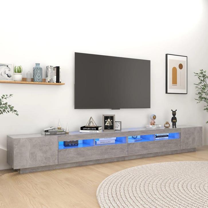vidaXL Tv-meubel met LED-verlichting 300x35x40 cm betongrijs, Huis en Inrichting, Kasten | Televisiemeubels, 25 tot 50 cm, Nieuw