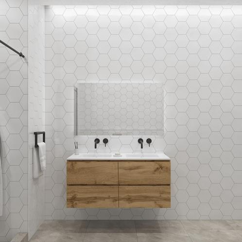 Badkamermeubelset Gliss Zeus 120 cm Rustiek Eiken, Doe-het-zelf en Verbouw, Sanitair, Bad, Nieuw, Ophalen of Verzenden
