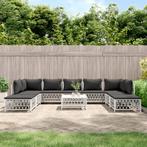 vidaXL 10-delige Loungeset met kussens staal wit, Verzenden, Meer dan 8 zitplaatsen, Nieuw, Loungeset