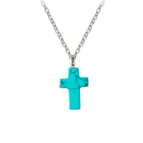Fako Bijoux® - Ketting - Kruisje Mini - Turquoise -, Sieraden, Tassen en Uiterlijk, Kettingen, Verzenden