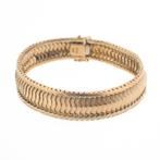 Vintage gouden brede armband | 20 cm, Sieraden, Tassen en Uiterlijk, Armbanden, Goud, Goud, Gebruikt, Verzenden