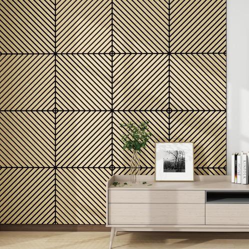 Akoestisch wandpaneel Vang 4-delig set 1,44 m² diagonaal eik, Huis en Inrichting, Woonaccessoires | Wanddecoraties, Nieuw, Verzenden