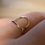 Gouden ring met halve cirkel (geelgoud, fantasie ring), Gebruikt, Overige kleuren, Ophalen of Verzenden, Kleiner dan 17