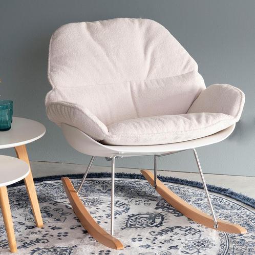 *WOONWINKEL* Schommelstoel Kunststof Met Beige Kussen, Huis en Inrichting, Fauteuils, Nieuw, Stof, Verzenden