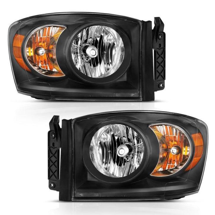 ANZO 2006-2009 Dodge Ram 1500 Crystal Headlight  Black Amber, Auto-onderdelen, Verlichting, Ophalen of Verzenden