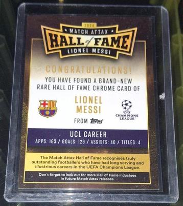 2023/24 Topps Match Attax UEFA Lionel Messi #HOF4 Hall of beschikbaar voor biedingen