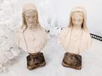 Buste, Paire de Bustes - Jésus et Marie - 20 cm - Gips, Antiek en Kunst