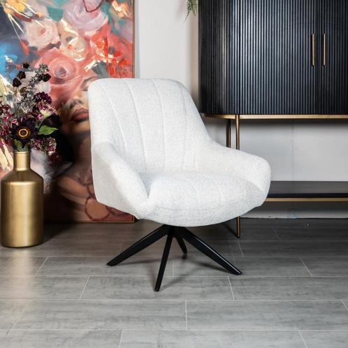 Fauteuil Wesley - Geweven stof - Beige, Huis en Inrichting, Fauteuils, Nieuw, Verzenden