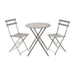 Bistroset tafel + 2 stoelen - grijs -59x70 | 41x44x81 cm