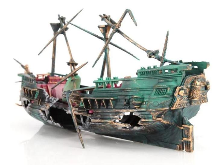 Aquariumdecoratie Scheepswrak – 2x Kunststof Boot Ornament, Dieren en Toebehoren, Vissen | Aquaria en Toebehoren, Nieuw, Verzenden