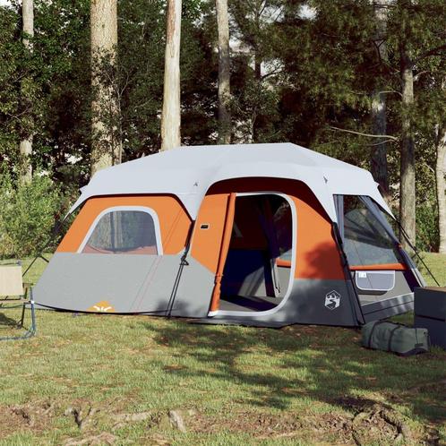 vidaXL Tent 9-persoons waterdicht met LED lichtgrijs en, Caravans en Kamperen, Tenten, Nieuw, tot en met 2, Verzenden