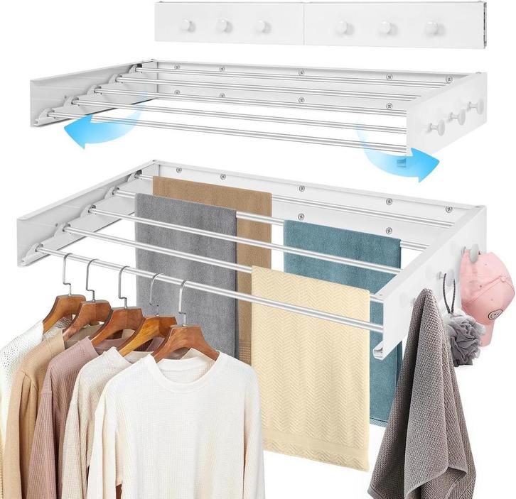 Uittrekbaar Droogrek RVS | Tweedekansje | OP=OP, Huis en Inrichting, Woonaccessoires | Kransen, Nieuw, Ophalen of Verzenden