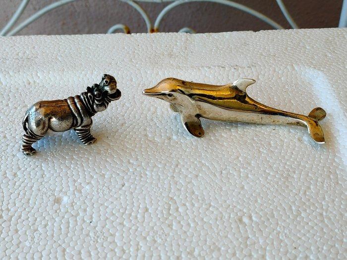 Miniatuur beeldje (2) - .925 zilver, .800 zilver, Antiek en Kunst, Antiek | Goud en Zilver