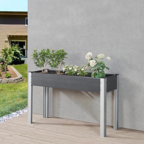 [en.casa] Kweektafel Beverwijk plantenbak 125x40x75 cm donke, Tuin en Terras, Kassen, Nieuw, Verzenden