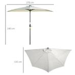 TRUUSK Parasol Parasol Half Rond Met Zonnepaneel 20 Leds Han, Verzenden, Nieuw