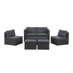 Polyrotan Loungeset / Tuinset Salou - Zwart - Incl. Kussens, Verzenden, Nieuw